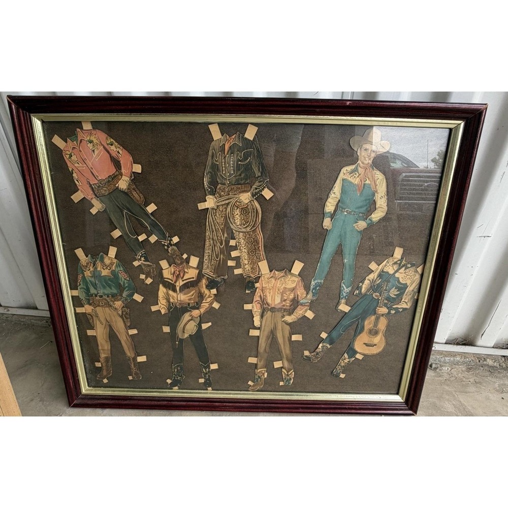 Vtg 1950's Gene Autry at Melody Ranch  Paper Doll Set Framed Western Art‎